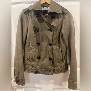 GAP genuine Leather Double-Breasted Jacket size small women button up